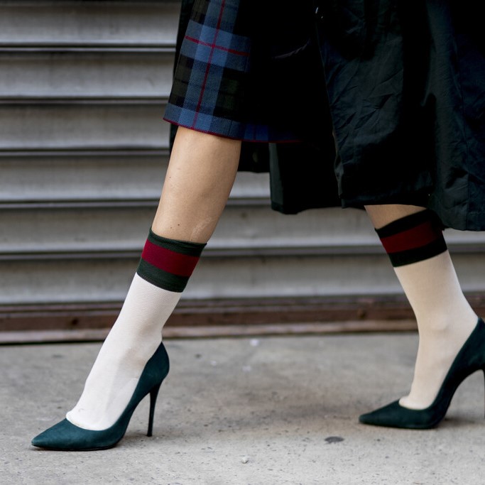 Heels paired with socks